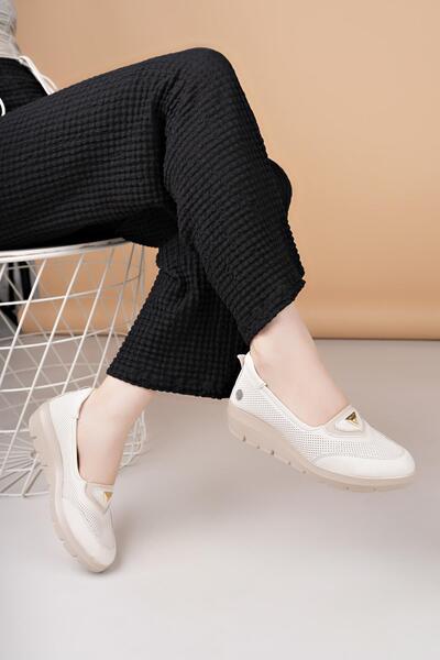 Mammamia D25Ya 7450 Cream Genuine Leather Women's Shoes