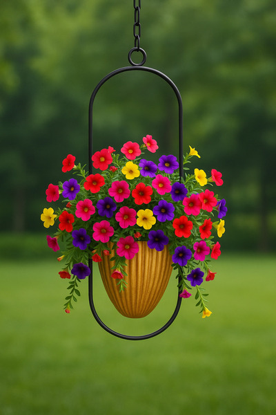 VENON Uzay Metal Askılı GOLD Saksı – Modern Dekoratif Çiçek Sarmaşık HARİÇ Ba...