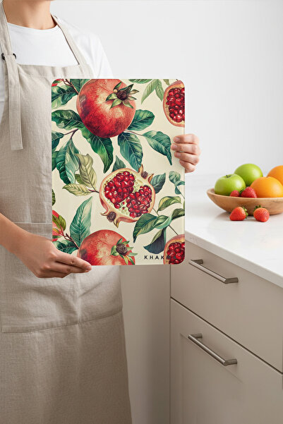 KHAKMA Glass Cutting Board – 25X35 cm |   Pomegranate Patterned |   Tempered Glass