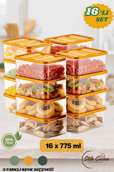 Stile Cucina منظم ثلاجة مكون من 16 قطعة، حاوية تخزين مناسبة للميكروويف (16 × ...