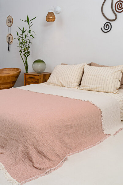 Rikka Home بطانية/غطاء سرير مزدوج من القطن 100% مقاس 210×225، خفيف الوزن، قابل للتنفس، ذو وجهين