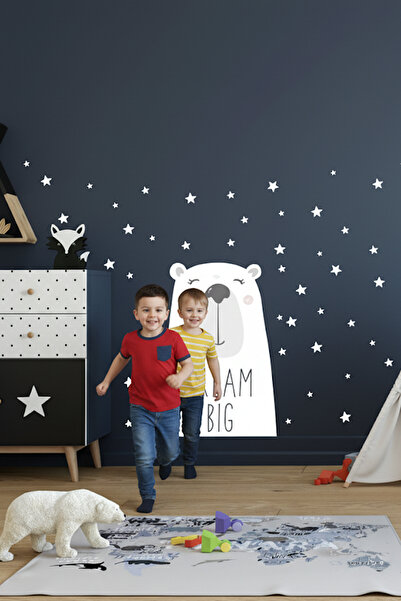 KT Decor Zvezde i veliki beli medvedić set zidnih naljepnica za dečju sobu