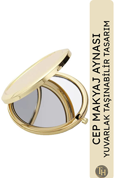 Toptanhane Cep Makyaj Aynası Yuvarlak Çanta İçi Büyüteçli Ayna Hediyelik Promosyon Baskıya Uygun