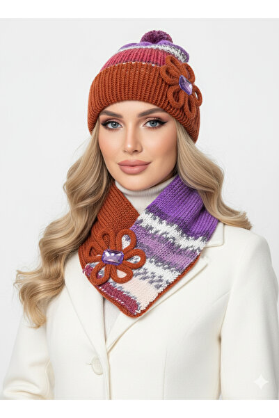 drt tasarım طقم بيريه وشاح أناتوليا بوهيمي أصيل بنمط الباتيك الأرجواني