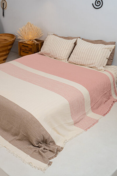 Rikka Home بطانية/غطاء سرير مزدوج من القطن 100% مقاس 210×225، خفيف الوزن، قاب...