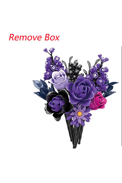 Choice إزالة الصندوق 822 قطعة من مكعبات بناء باقة زهور أرجوانية قوطية زهور صناعية نباتات منزلية