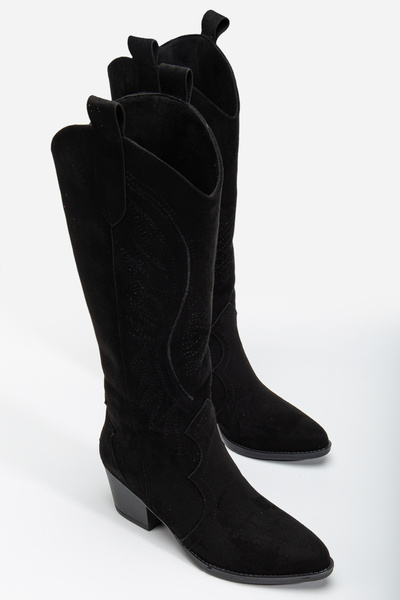 MS SUGAR SHOES női cowboy fekete velúr csizma