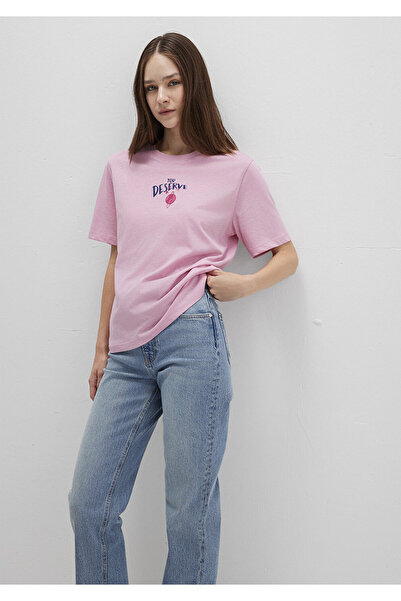 Mavi Astrologie-bedrucktes rosa T-Shirt, reguläre Passform, normaler Schnitt,...