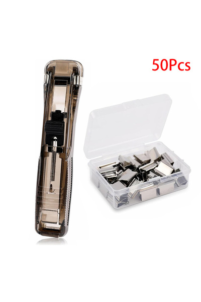 Choice مجموعة - 50 قطعة - موزع مشابك ورق محمول باليد باللون الأسود مع مشبك ورق