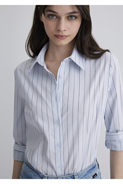 Mavi Çizgili Mavi Gömlek Regular Fit / Normal Kesim 1211235-90897