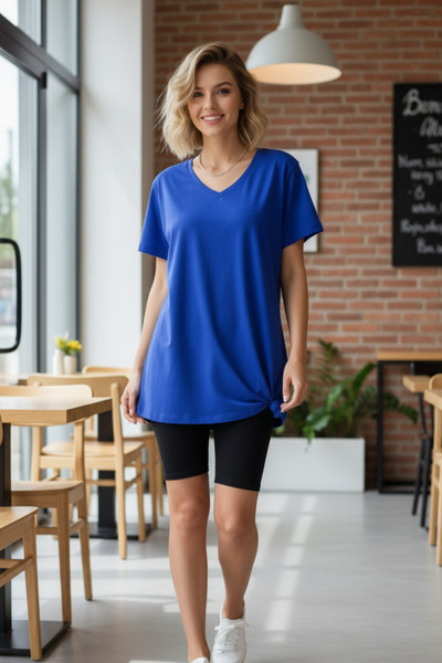 UNCİA OUTDOORS Бавовняна оверсайз базова футболка з V-подібним вирізом унісекс