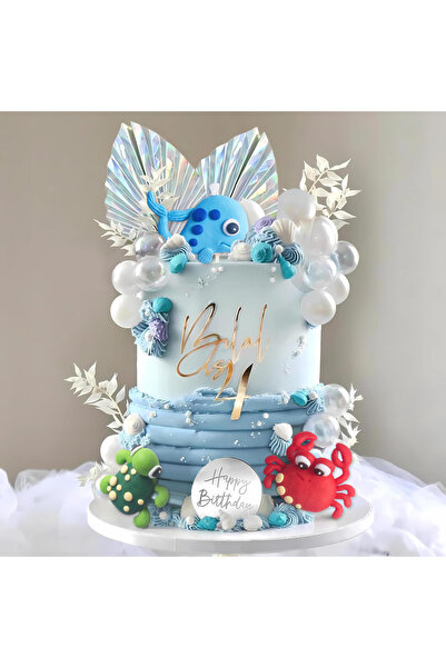 Choice 23 قطعة من زينة الكيك تحت البحر، زينة كعكة على شكل حيوانات المحيط مع ك...