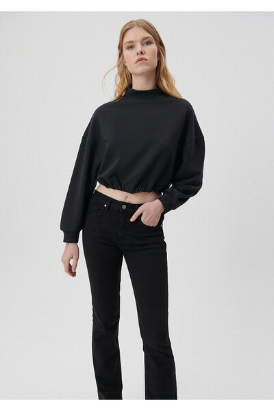 Mavi Lace Waist High Collar Anthracite Sweatshirt 1s10003-70763