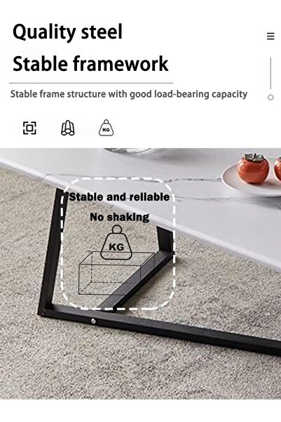 AGD Rectangular coffee table with steel frame legs and large center table top 120*60*45cm elegant