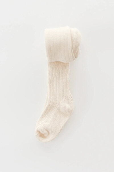 Banamio Pipper Baby Girl Kids Ribbed Pantyhose Ecru (Single Package)