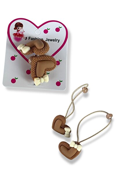 TAKIŞTIR Καφέ Χρώμα Καρδιά Φιγούρα Λαστιχένια Πόρπη