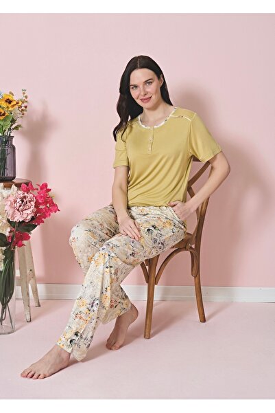 Over Sleep by Poleren Modal Kumaş Kısa Kol Kadın Pijama Takımı