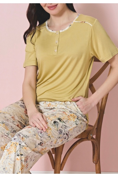 Over Sleep by Poleren Modal Kumaş Kısa Kol Kadın Pijama Takımı