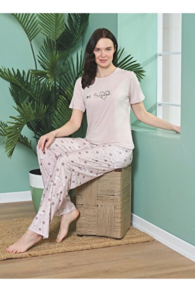 Over Sleep by Poleren Set de pijamale pentru femei cu mâneci scurte din țesătură Marla
