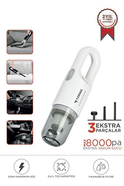 Torima Araç Süpürgesi Şarjlı El Süpürgesi A031 Beyaz
