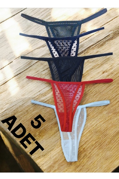 exciting dreams Pack of 5 Cotton Women's Rope Elastic Fall Thong