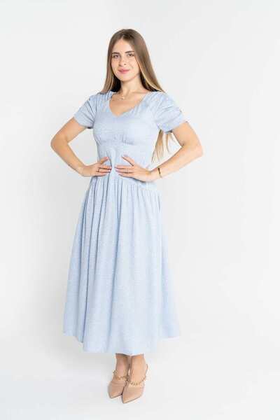 mica Midi Dress with Print and Short 7/8 Sleeves