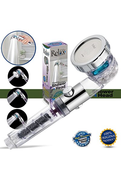 relax shower Relax Multy Üç Fonksiyonlu Ayarlı On-off Düğmeli Filtreli Mineralli Tasarruflu Basınçlı Duş Başlığı
