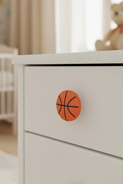 MegaVitrin Basket Ball Kids Room Furniture Handle - Polyester - Single Screw Cabinet and Drawer Handle