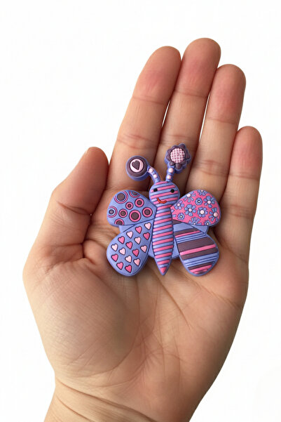 MegaVitrin Purple Butterfly Children's Room Furniture Handle - Single Screw - Polyester Cabinet and Drawer Handle