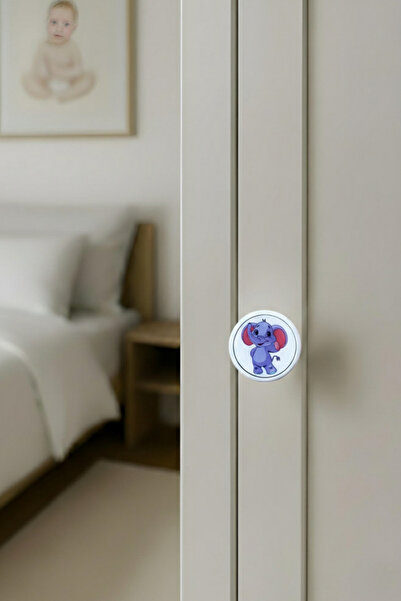 MegaVitrin Elephant Kids Room Furniture Handle - 55 mm - Abs Plastic Single Button Cabinet and Drawer Handle