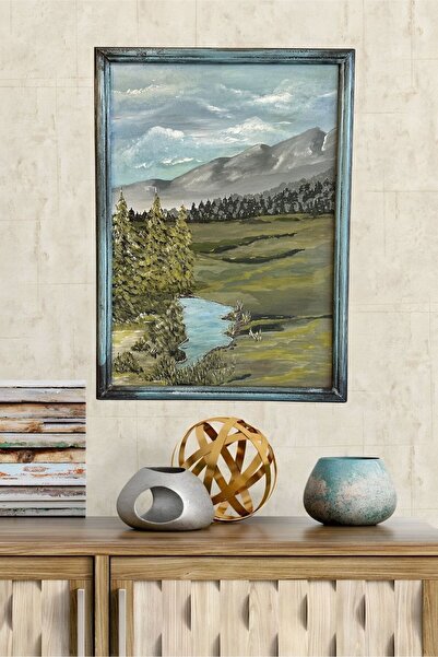 Nurayın Resim Paleti %100 EL YAPIMI TUVAL ÜZERİNE AKRİLİK BOYA 39X54 "MAVİ GÖ...