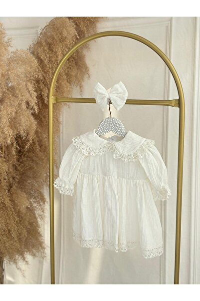 Hobidik Baby Baby Girl-Child Off-White Double Layer Muslin Dress
