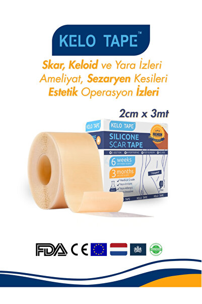 Kelo Tape Soft Silikon Bant Estetik Keloid Yanık Sezaryen Dikiş Ameliyat Izi Giderici 2cm X 3mt