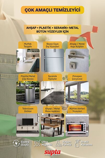 Supta Mix Deri Kumaş Halı Araç Mutfak Ve Genel Temizlik Ürünü 1 Lt 6 Adet