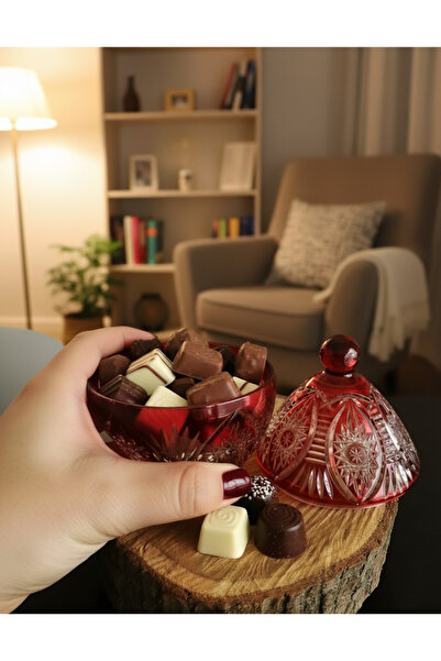 DECOSTYLE Kristal Dekorlu renkli kapaklı şekerlik 2 parça