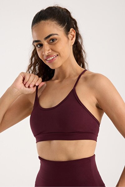 MENEL ZENELLİ Thin Strap Gathered Sports Bustier Bra with Back Detail