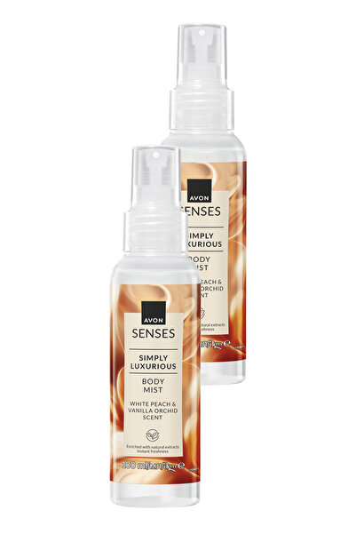 AVON Simply Luxurious Beyaz Şeftali ve Vanilya Orkide Kokulu Vücut Spreyi 100 Ml. İkili Set