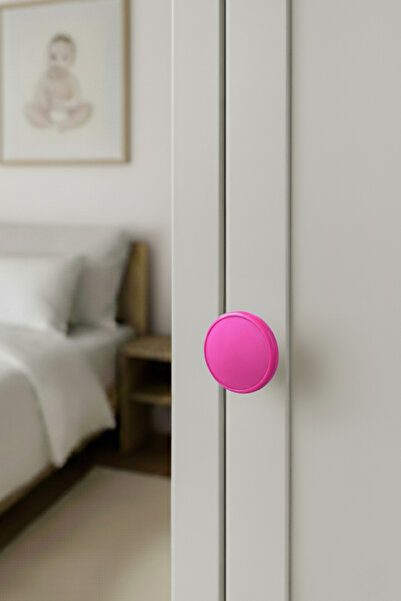 MegaVitrin Pink Children's Room Furniture Handle - 55 mm - Abs Plastic Single Button Cabinet and Drawer Handle