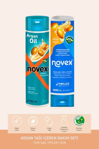 NOVEX Argan Oil - Yıpranmış Ve Işlem Görmüş Saçlar Için Onarıcı Şampuan 300ml...