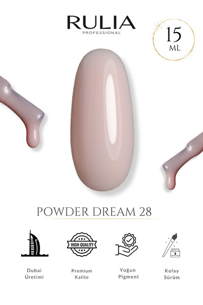 Rulia Professional Rulia Powder Dream 28 Şeffaf Pudra Nude Kalıcı Oje 15 ml- ...