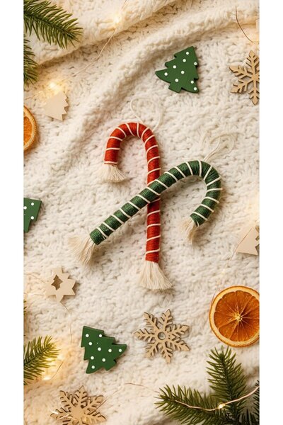 Nilsu Tasarım 2 Pieces - Christmas Candy Cane Ornament - Christmas Decoration