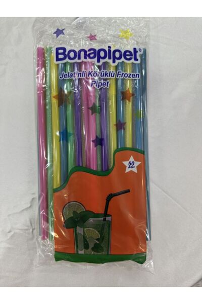 bonapipet JELATİNLİ KÖRÜKLÜ PROZEN RENKLİ PİPET, 5 PAKET 250 ADET