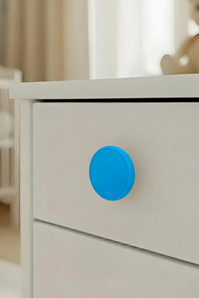 MegaVitrin Blue Children's Room Furniture Handle - 55 mm - Abs Plastic Single Button Cabinet and Drawer Handle