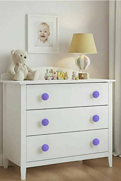 MegaVitrin Purple Children's Room Furniture Handle - 55 mm - Abs Plastic Single Button Cabinet and Drawer Handle