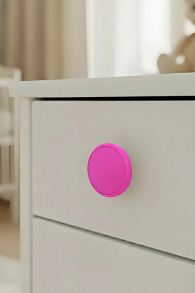 MegaVitrin Pink Children's Room Furniture Handle - 55 mm - Abs Plastic Single Button Cabinet and Drawer Handle