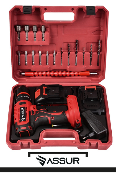 ASSUR 12V Çift Akülü Darbeli Şarjlı Matkap Dijital Göstergeli Akülü Vidalama