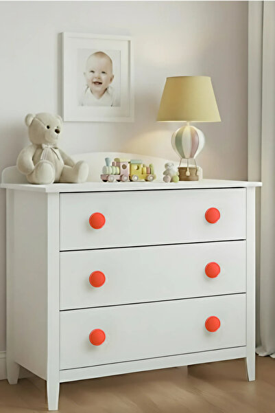 MegaVitrin Orange Children's Room Furniture Handle - 55 mm - Abs Plastic Single Button Cabinet and Drawer Handle