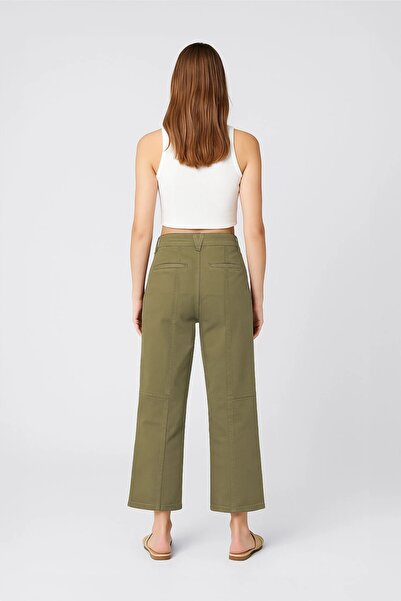 Bluewhite Women's High Waist Wide Leg Side Pocket Khaki Jean Pants
