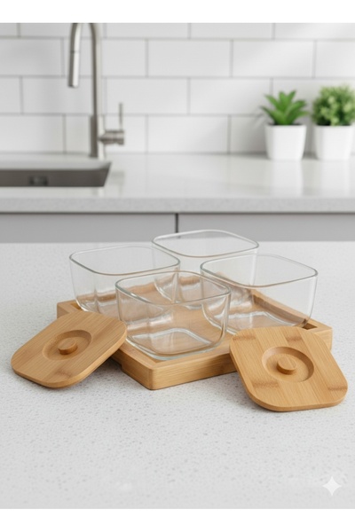 Bambum Krosna - 9 Piece Glass Breakfast Set with Lid