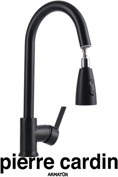 Pierre Cardin Loop Siyah Spiralli Evye Armatürü – Dayanıklı Mutfak Evye Batar...